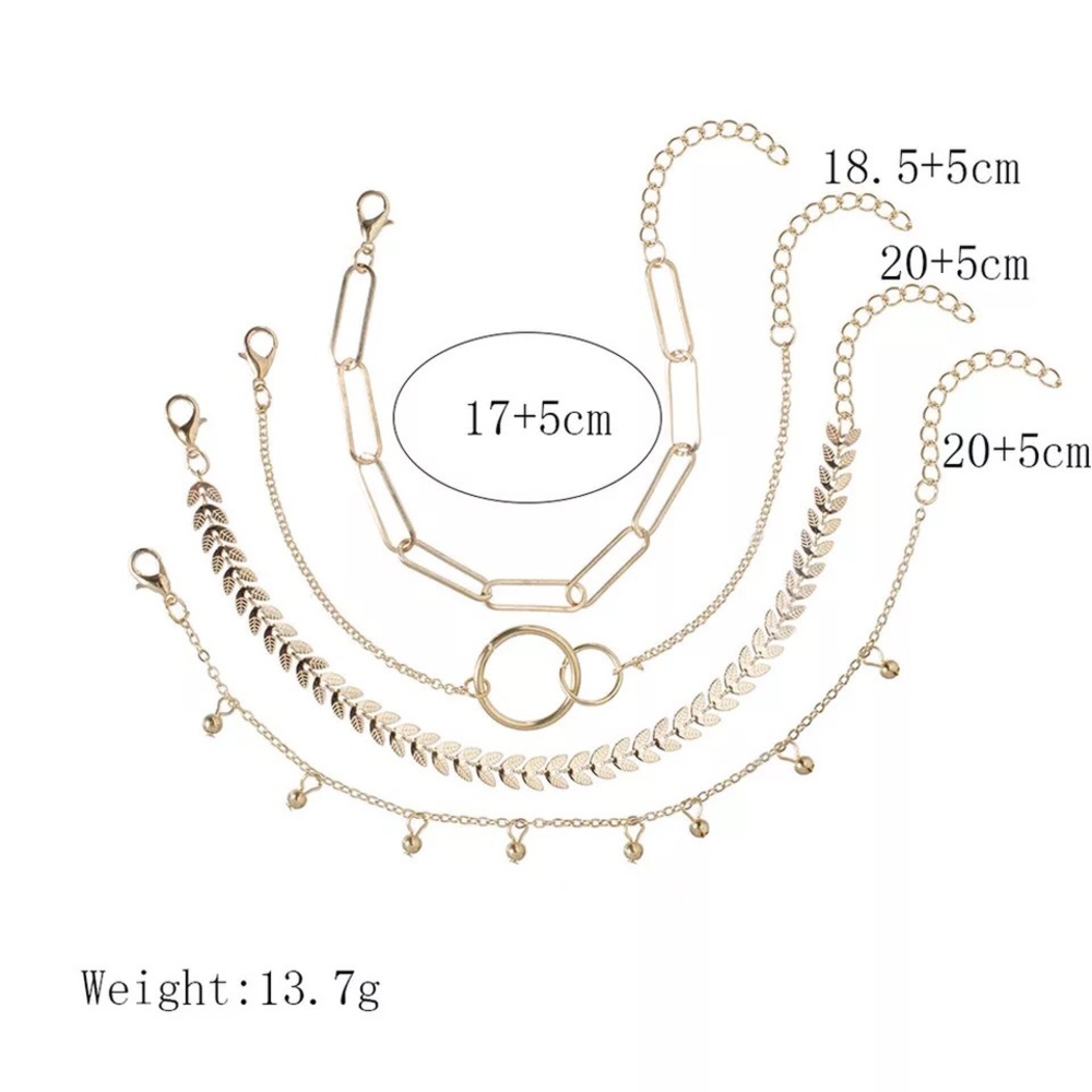 Set of 4 Stainless Steel Dainty Gold Bracelet Set - Picture 3 of 3